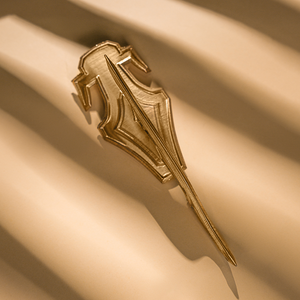 Dan Heng Permansor Terrae Cosplay Costume, a gold hand decoration.