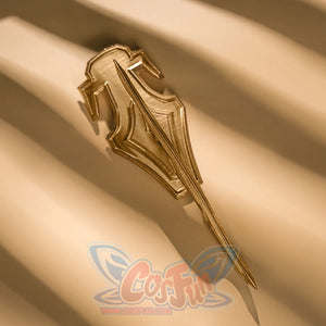 Dan Heng Permansor Terrae Cosplay Costume, a gold hand decoration.