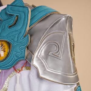 Dan Heng Permansor Terrae Cosplay Costume, a silver shoulder armor on the left shoulder.