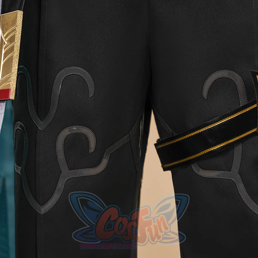 Dan Heng Permansor Terrae Cosplay Costume, the pants has minimal gray embellishments.