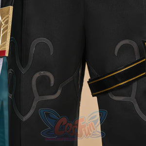Dan Heng Permansor Terrae Cosplay Costume, the pants has minimal gray embellishments.