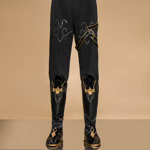 Dan Heng Permansor Terrae Cosplay Costume, the pants are black and straight-cut with minimal gray embellishments.