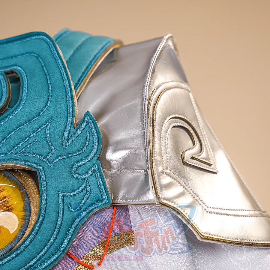 Dan Heng Permansor Terrae Cosplay Costume, a silver flame-like patterns on left shoulder armor.