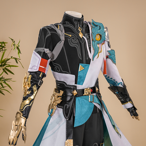 Dan Heng Permansor Terrae Cosplay Costume, black undergarment with flame-like patterns.