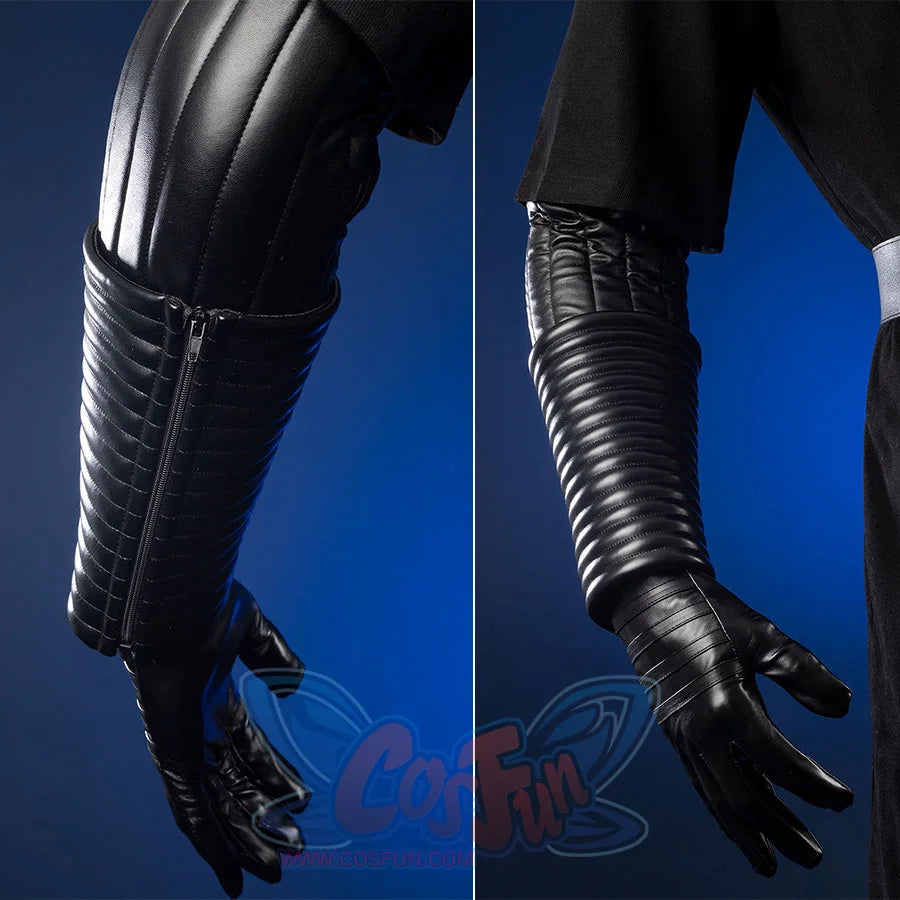 Luke Skywalker cosplay costume arm bracers detail showing ribbed metallic texture