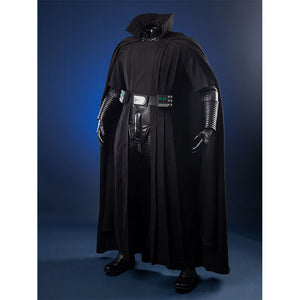 Luke Skywalker cosplay costume back view showing black cloak and full outfit details