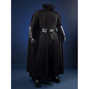 Luke Skywalker cosplay costume rear view with belt and cloak flowing elegantly
