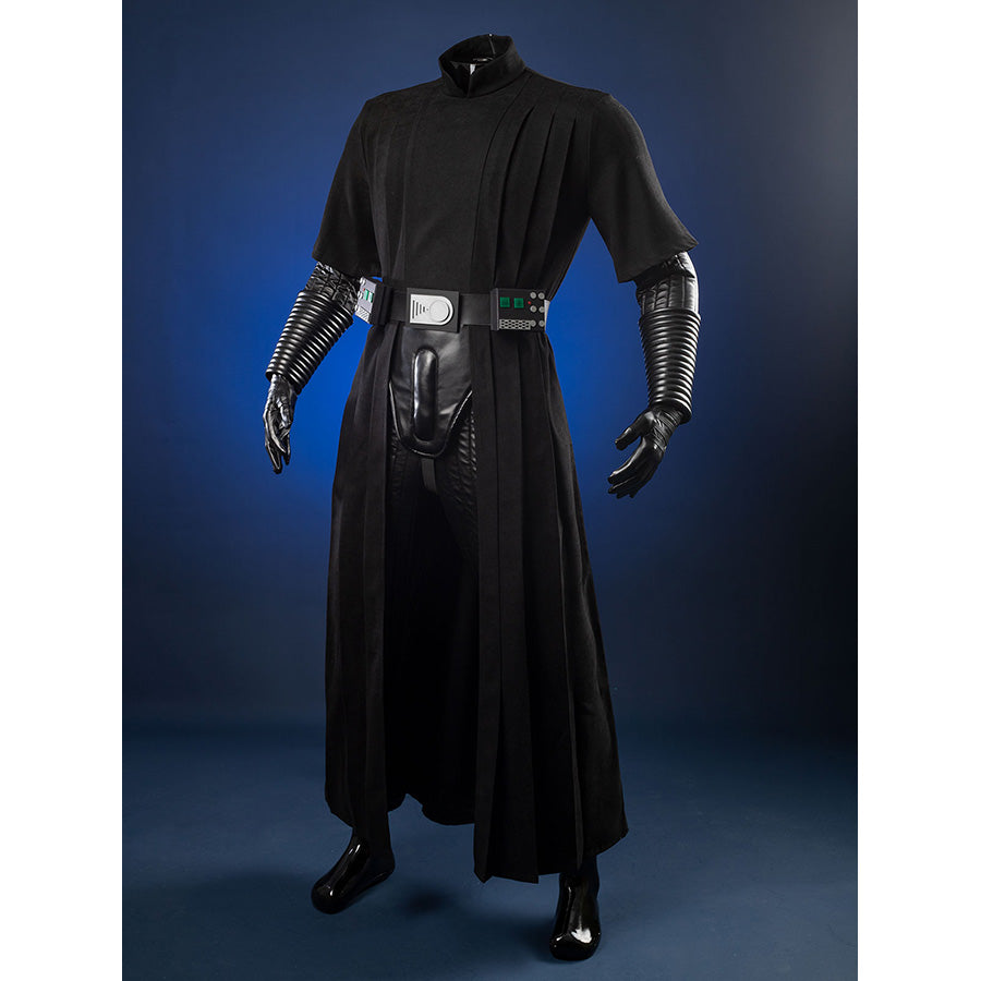 Luke Skywalker cosplay costume side angle showcasing robe and metallic arm bracers