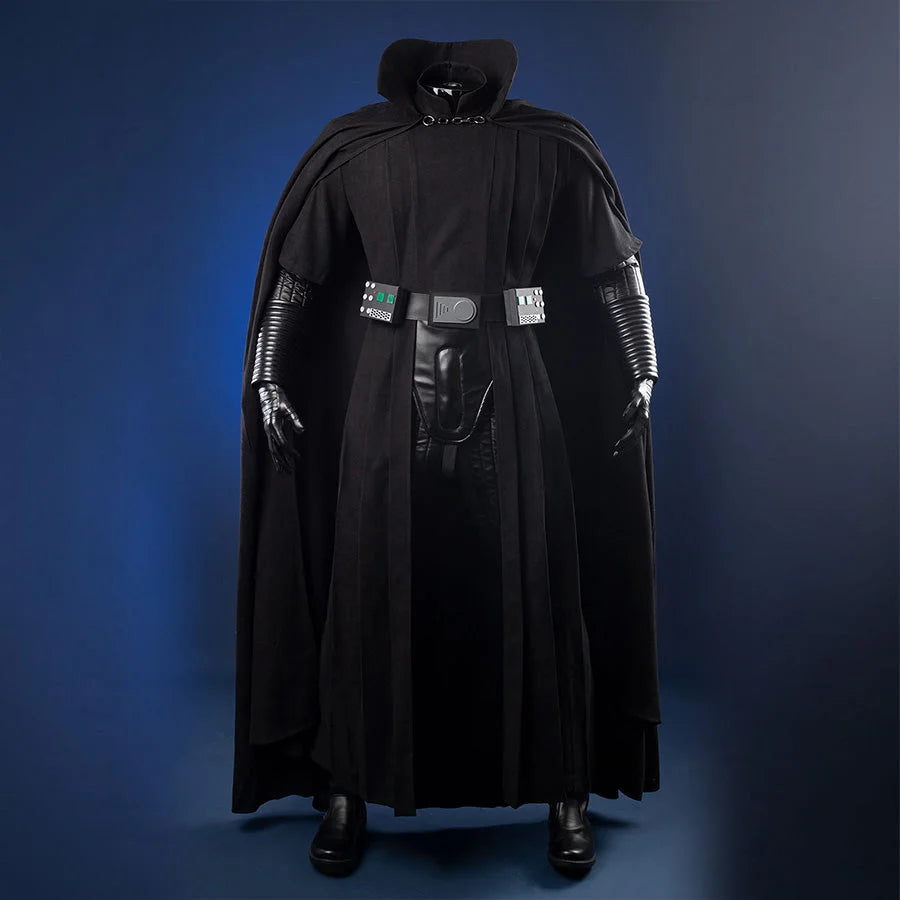 Dark Empire Luke Skywalker cosplay costume full front view with black cloak and accessories