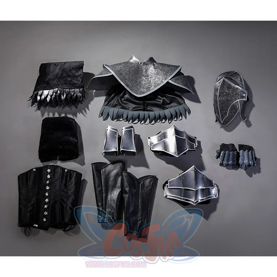 Complete Yuria cosplay costume set with all armor pieces, dress, collar, gauntlets, and accessories