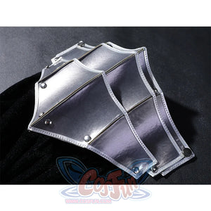 Yuria cosplay costume shoulder armor piece with silver finish and decorative rivets detail