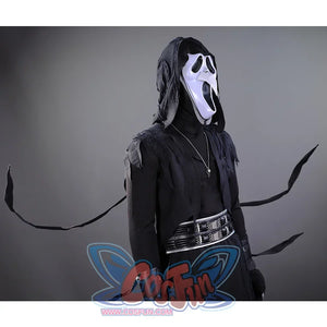 Dead by Daylight Danny Johnson Cosplay Costume's upper body view, showing black costume and white mask