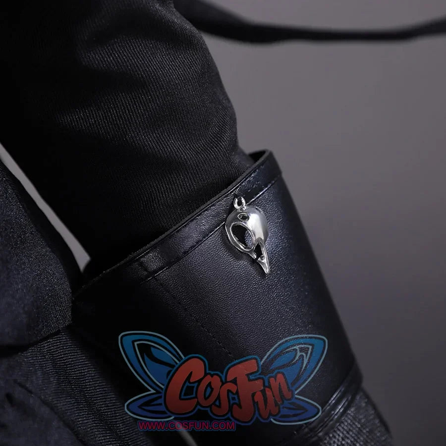 Dead by Daylight Danny Johnson Cosplay Costume, black PU leather wrist guards with metal accessories