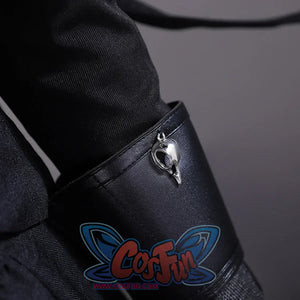 Dead by Daylight Danny Johnson Cosplay Costume, black PU leather wrist guards with metal accessories