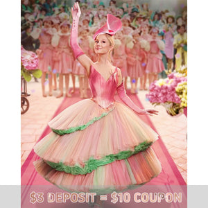 【CONFIRMATION】Deposit Fairytale Rainbow Ombre Tulle Dress Glinda Cosplay Costume