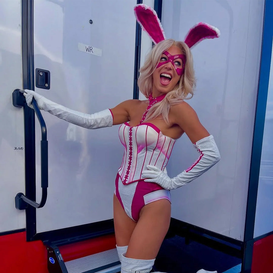 【CONFIRMATION】$3 Deposit = $10 Coupon Peacemaker White Rabbit Bunny Girl Cosplay Costume BST0237