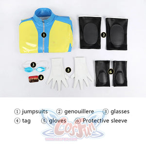 Dispatch Waterboy cosplay costume full set laid flat