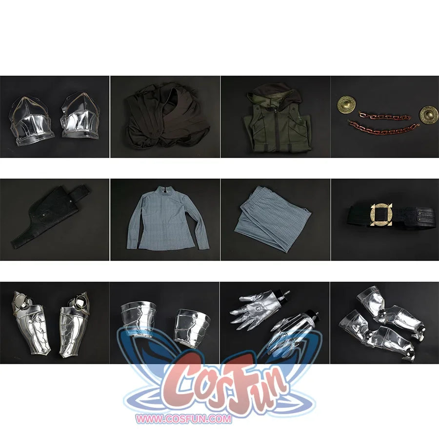 Doctor Doom Cosplay Costume includes cloak, inner garment, top, inner pants, belt, waist bag, leg armor, shoulder armor, upper arm armor, arm armor, gloves.