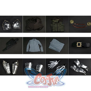 Doctor Doom Cosplay Costume includes cloak, inner garment, top, inner pants, belt, waist bag, leg armor, shoulder armor, upper arm armor, arm armor, gloves.