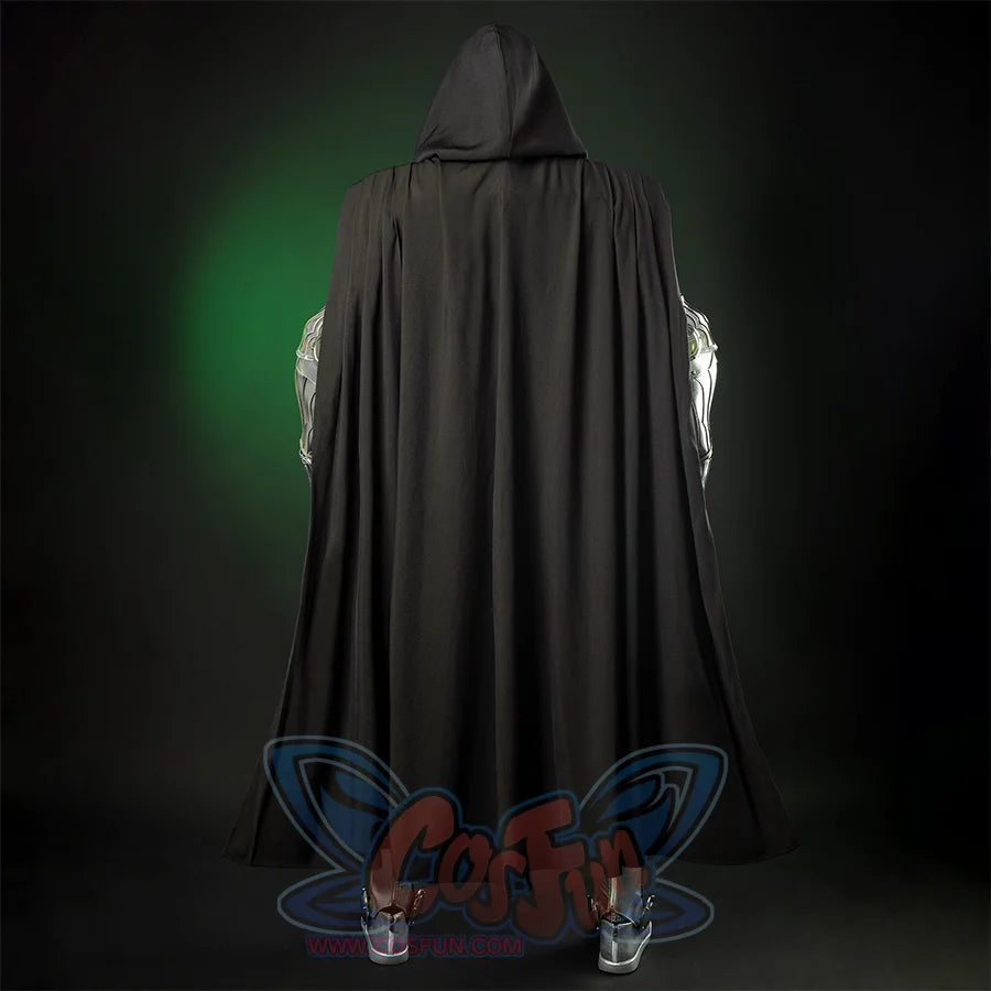 Doctor Doom Cosplay Costume have a dark green long cape, made of windbreaker non-stretch fabric, ankle length.