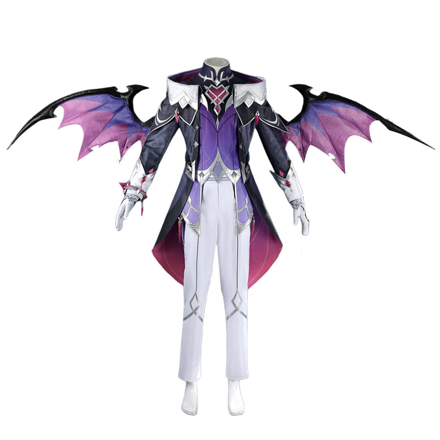 Genshin Impact Durin cosplay costume full outfit purple dragon wings dark blue armor white pants