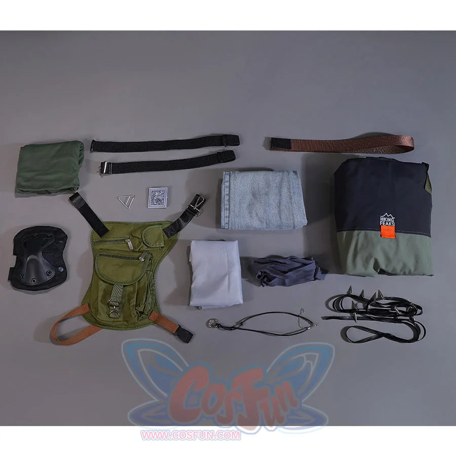 Complete set layout of Kyle Crane cosplay costume displaying all components