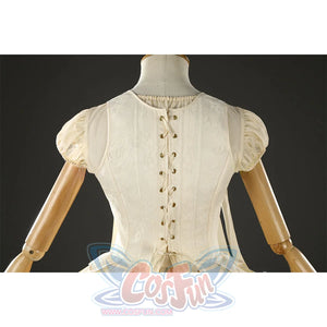 Enid Sinclair cosplay costume back bodice showing corset-style lacing and puff sleeves