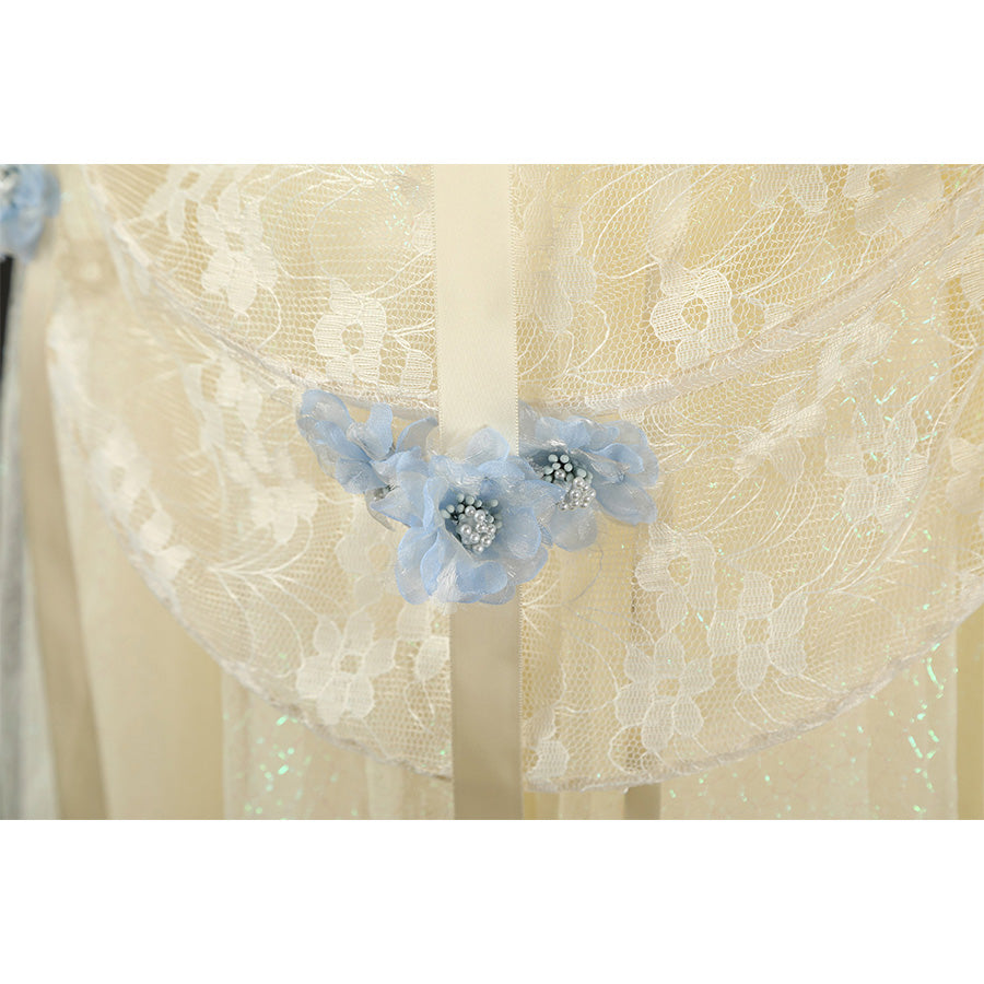 Enid Sinclair cosplay costume skirt fabric detail with jacquard pattern and floral accent