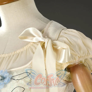 Enid Sinclair cosplay costume sleeve detail with gathered fabric and satin ribbon ties