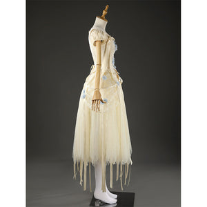 Enid Sinclair cosplay costume side view showing dress construction and floral embellishments