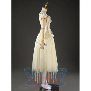 Enid Sinclair cosplay costume side view showing dress construction and floral embellishments