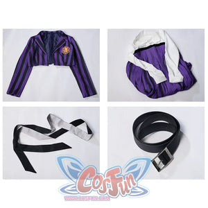 TV Enid Sinclair School Uniform Cosplay all set, includes suit, dress, bow tie, belt.