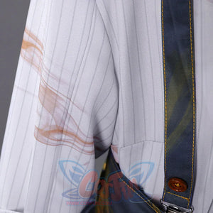 Sleeve and strap detail of Clea Dessendre cosplay costume highlighting fabric texture and construction