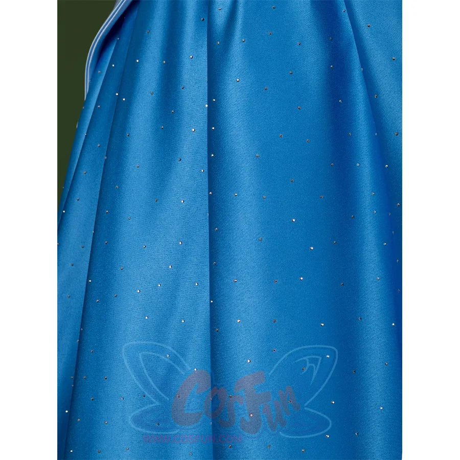 Fairy Tale Aurora Princess Cosplay Costume skirt, blue thick satin with diamonds