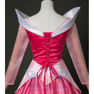 Fairy Tale Aurora Princess Cosplay Costume Sparkling Pink Gown,  pink and white dress with strap design