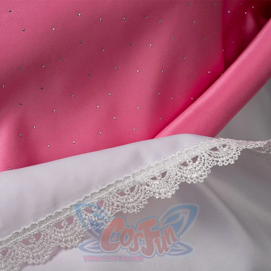 Fairy Tale Aurora Princess Cosplay Costume Sparkling Pink Gown with lace lining