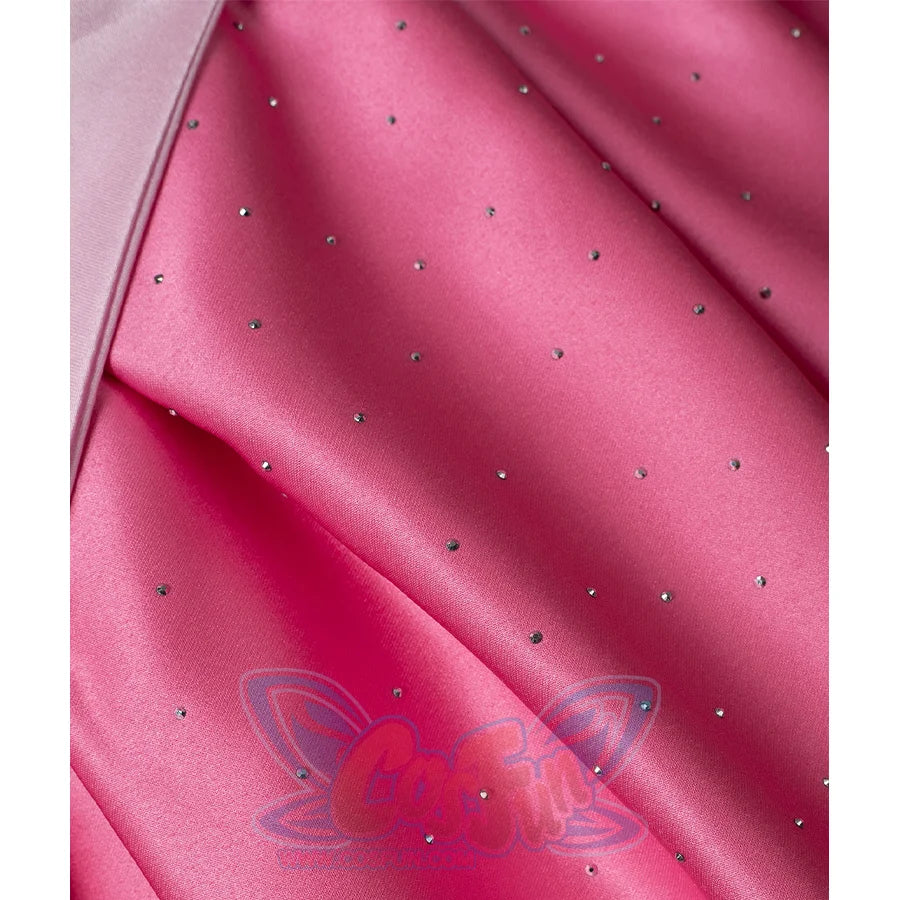 Fairy Tale Aurora Princess Cosplay Costume Sparkling Pink Gown skirt, thick satin with diamonds