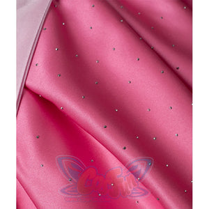Fairy Tale Aurora Princess Cosplay Costume Sparkling Pink Gown skirt, thick satin with diamonds