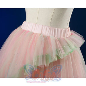 Skirt detail: Glinda Cosplay Costume layered tulle puff skirt close-up.