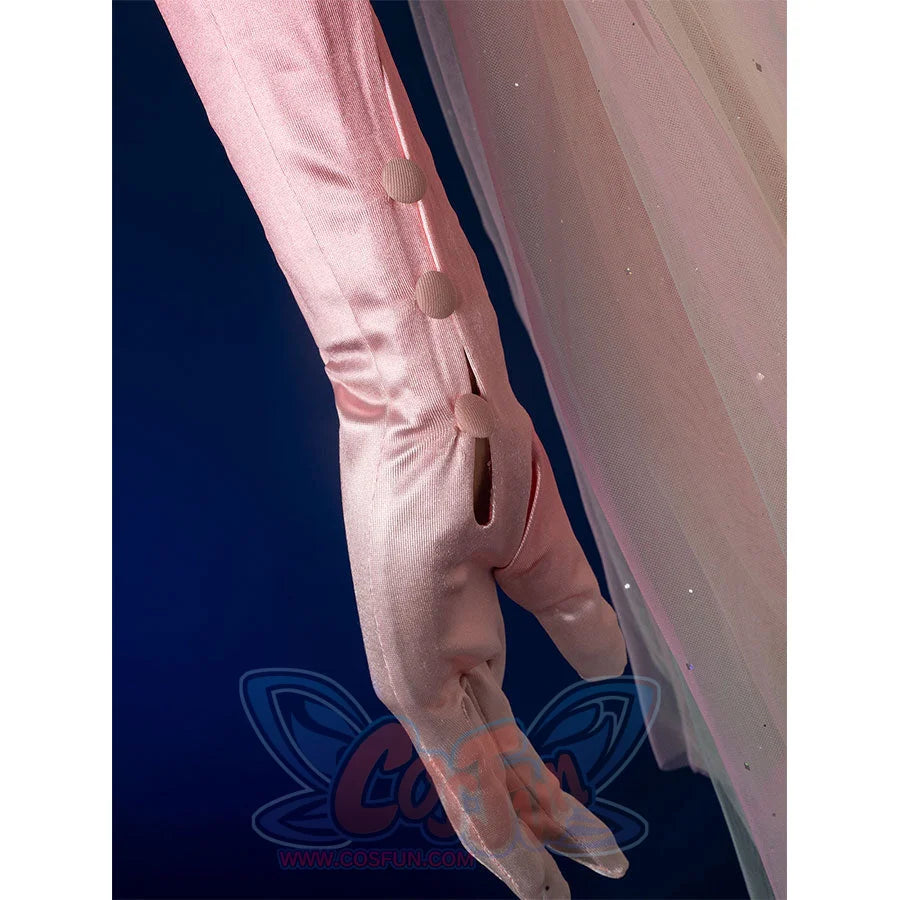 Gloves detail: Glinda Cosplay Costume gloves stitching and design close-up.