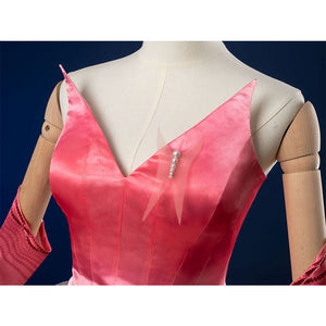 Detail view: Glinda Cosplay Costume sleeveless pink ombre top front close-up.