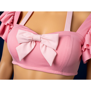Aerith cosplay pink bow detail closeup for swimsuit top