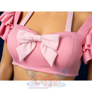 Aerith cosplay pink bow detail closeup for swimsuit top
