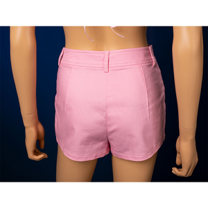 Aerith cosplay pink shorts back view