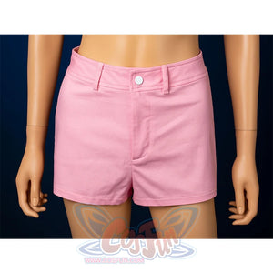 Aerith cosplay pink shorts closeup detail, inner wear for swimsuit costume paired