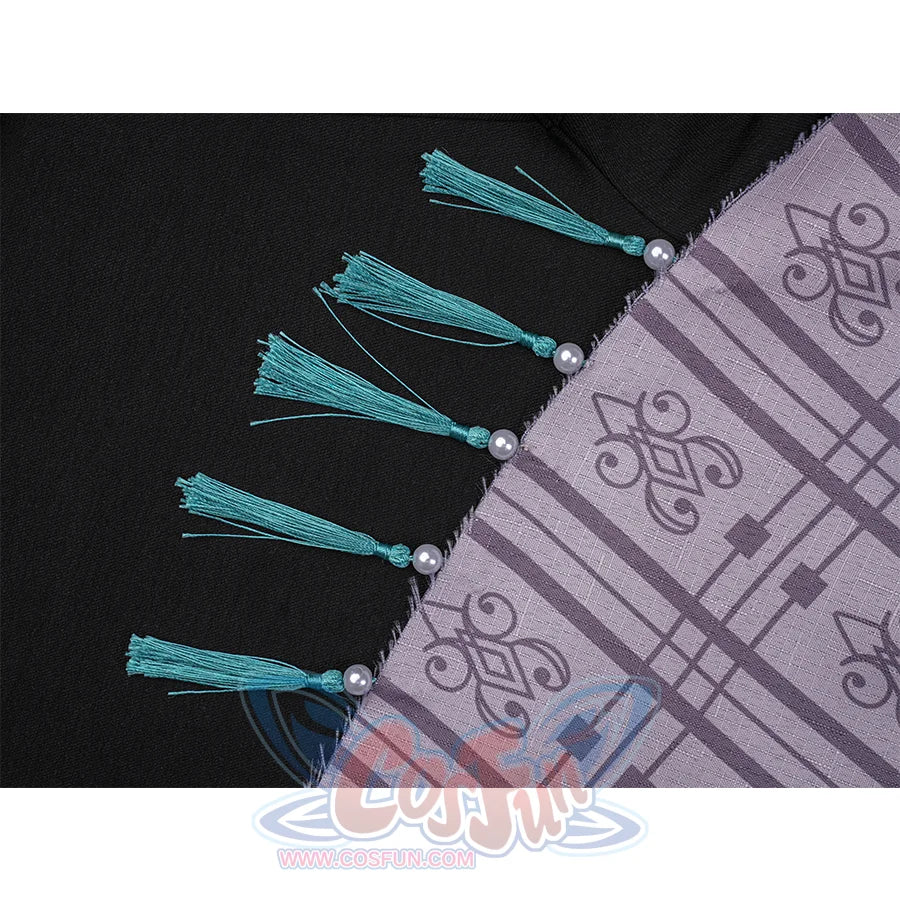 Final Fantasy XVI Joshua Rosfield Cosplay Costume, printed belt flaps with blue-green tassel decoration.