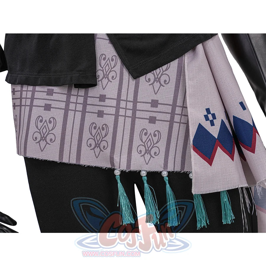 Final Fantasy XVI Joshua Rosfield Cosplay Costume, apricot-colored belt flaps with blue-green tassel decoration.