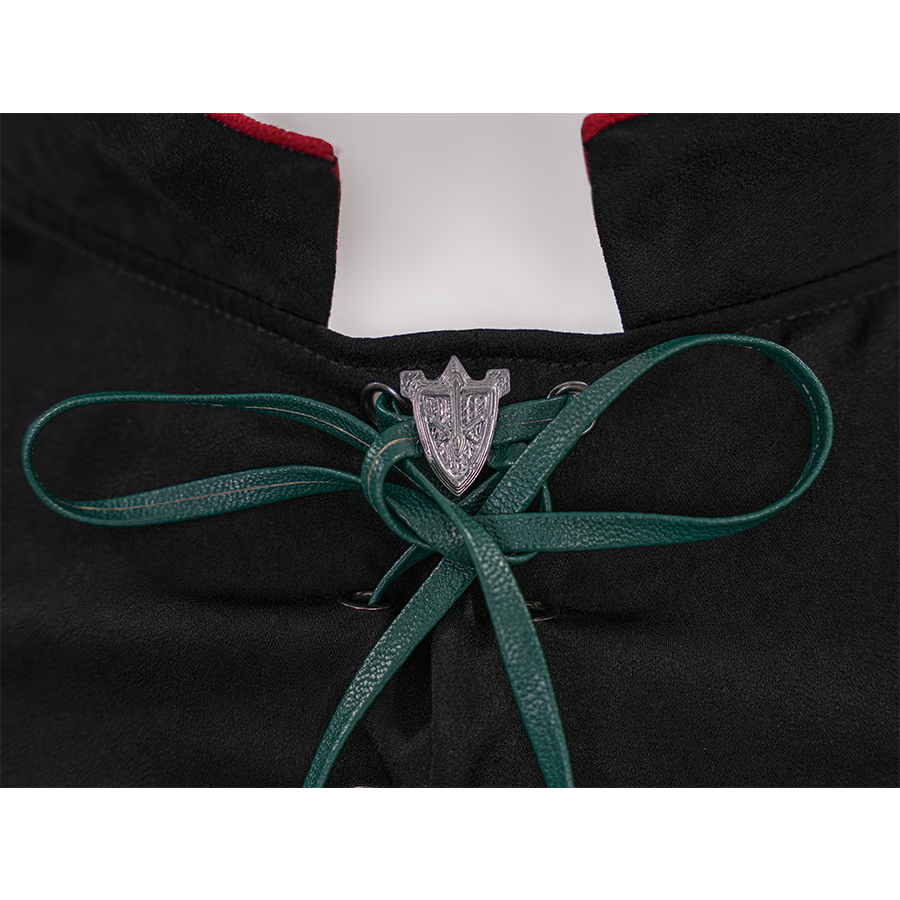 Final Fantasy XVI Joshua Rosfield Cosplay Costume, the collar is tied with a thin green leather strap.