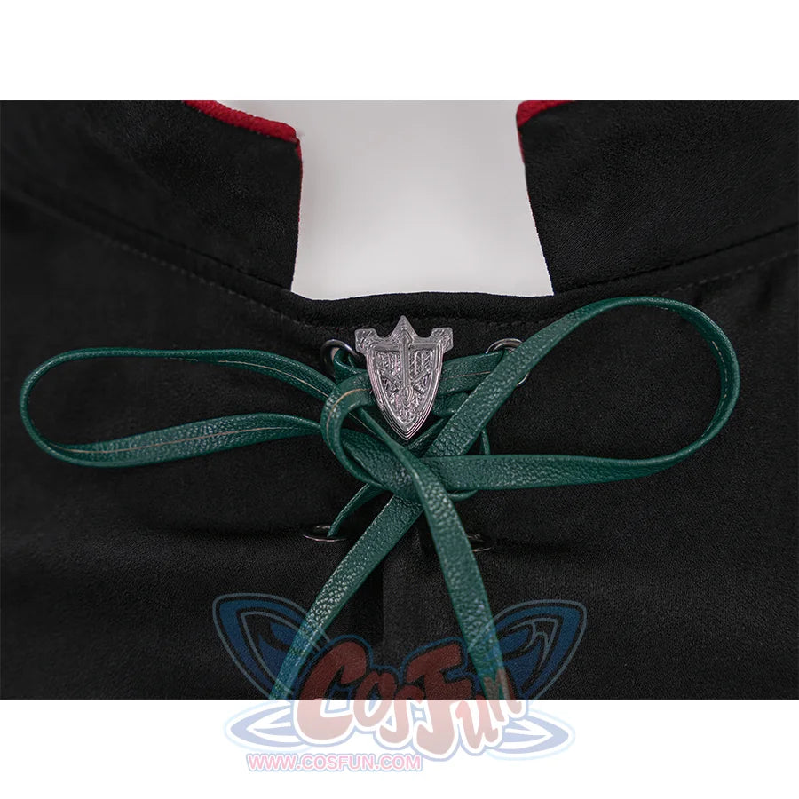 Final Fantasy XVI Joshua Rosfield Cosplay Costume, the collar is tied with a thin green leather strap.