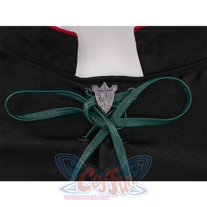Final Fantasy XVI Joshua Rosfield Cosplay Costume, the collar is tied with a thin green leather strap.
